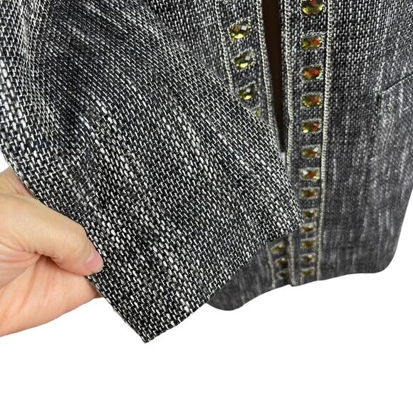 Chico's Embellished Gem Duster Jacket Tweed Dressy Long Cardigan Size Small - Picture 5 of 13